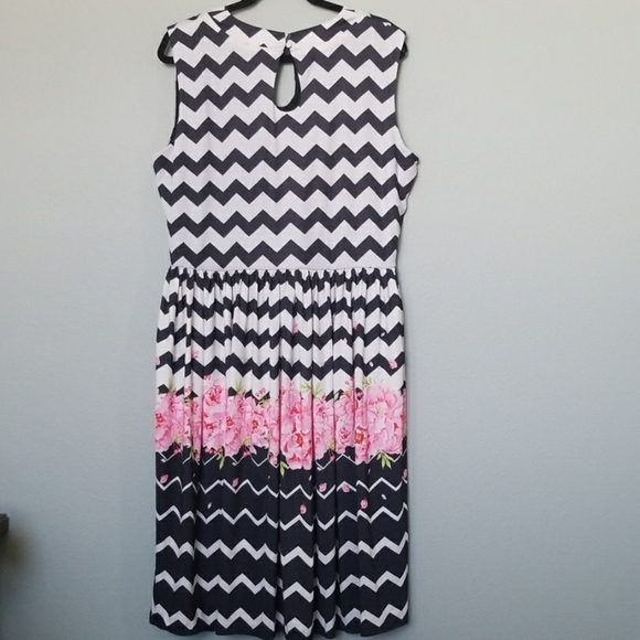 Jessie striking zig zag sleeveless dress size 14 lindy bop - Picture 2 of 8